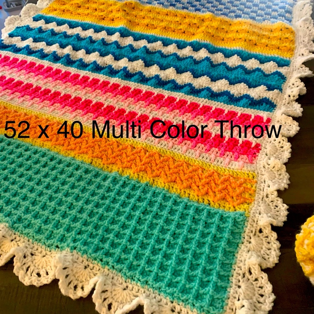 Colorful Crochet Throw Blanket